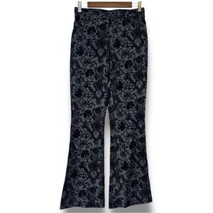 Wish Vintage Y2K Black Embossed Velvet Floral Pattern Flare‎ Leg Pants Size 2